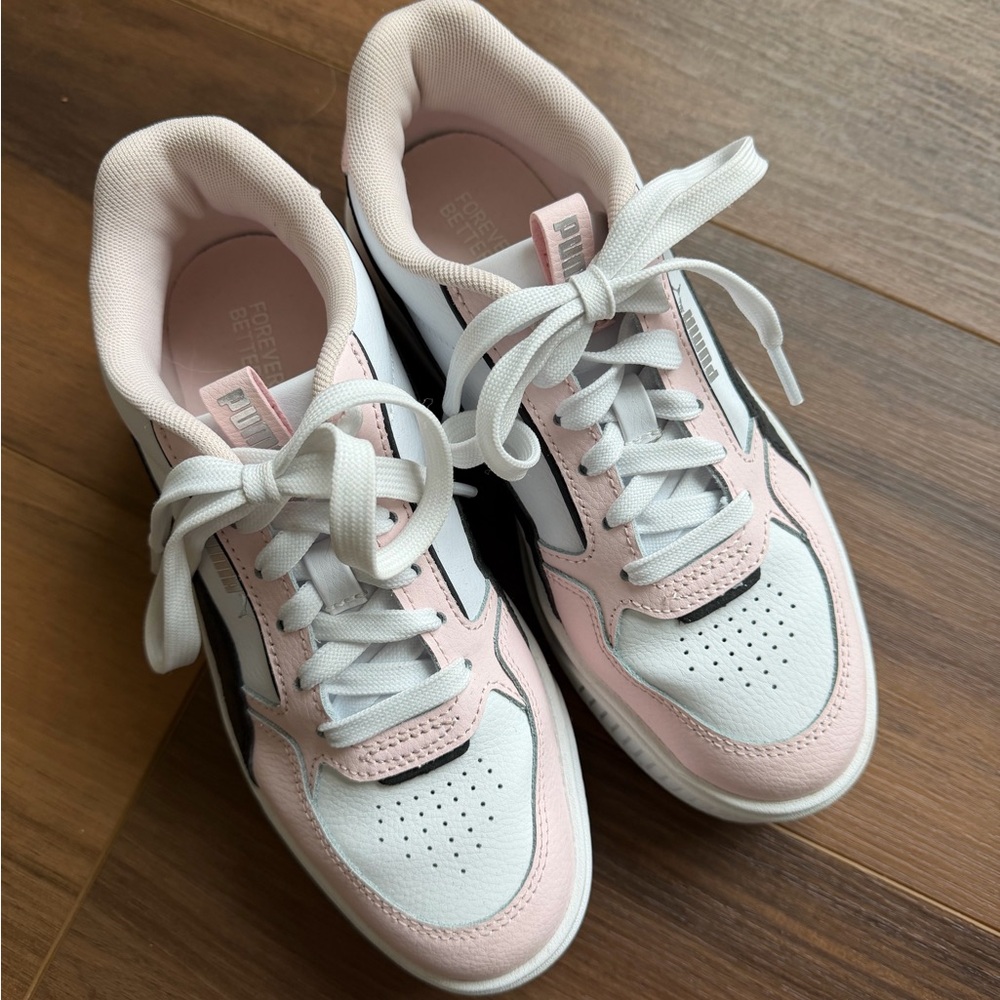Puma Women's Soft Pink and White Sneakers